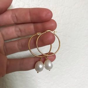 Mejuri Organic Pearl Large Hoops